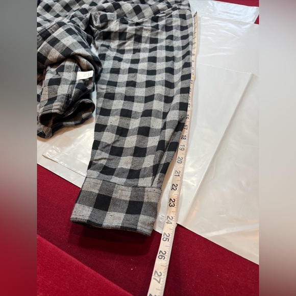 ROWM Black Gray buffalo plaid Checkered button Shirt Long Sleeve men 2XL Cotton - Picture 12 of 14